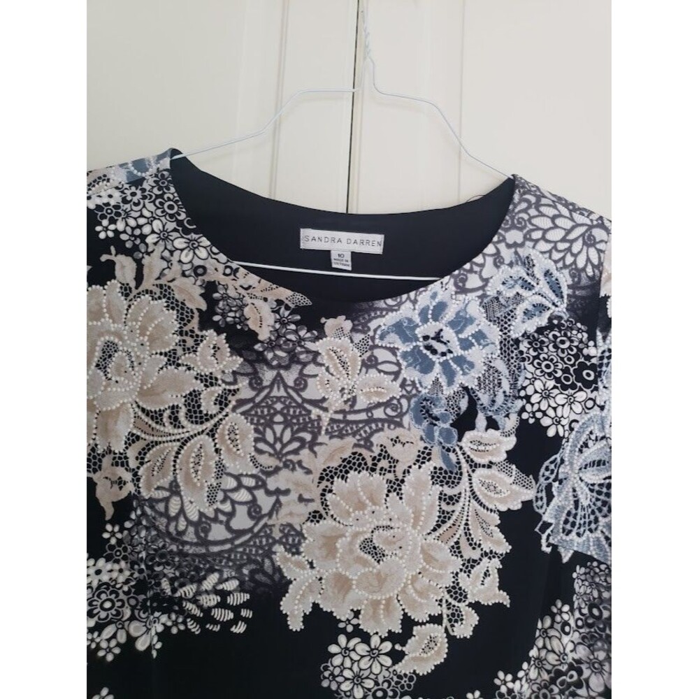 Sandra Darren 3/4 Sleeve ITY Puff Shift Dress Flounce Skirt - Womens size 10 NEW - Picture 5 of 6